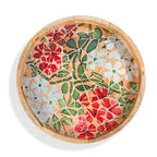 Mango Wood Multi-Colour Enamelled Flower Mosaic Round End Coffee Table (45 x 45cm) - White & Red_8367293_5