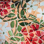 Mango Wood Multi-Colour Enamelled Flower Mosaic Round End Coffee Table (45 x 45cm) - White & Red_8367293_7