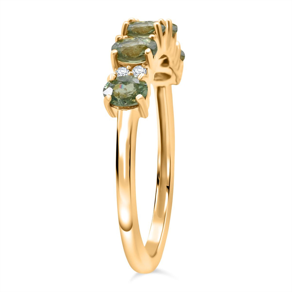 D'Joy - Demantoid Garnet & White Zircon Band Ring in 18K Vermeil Yellow Gold Plated Sterling Silver 1.30 Ct._8367754_3