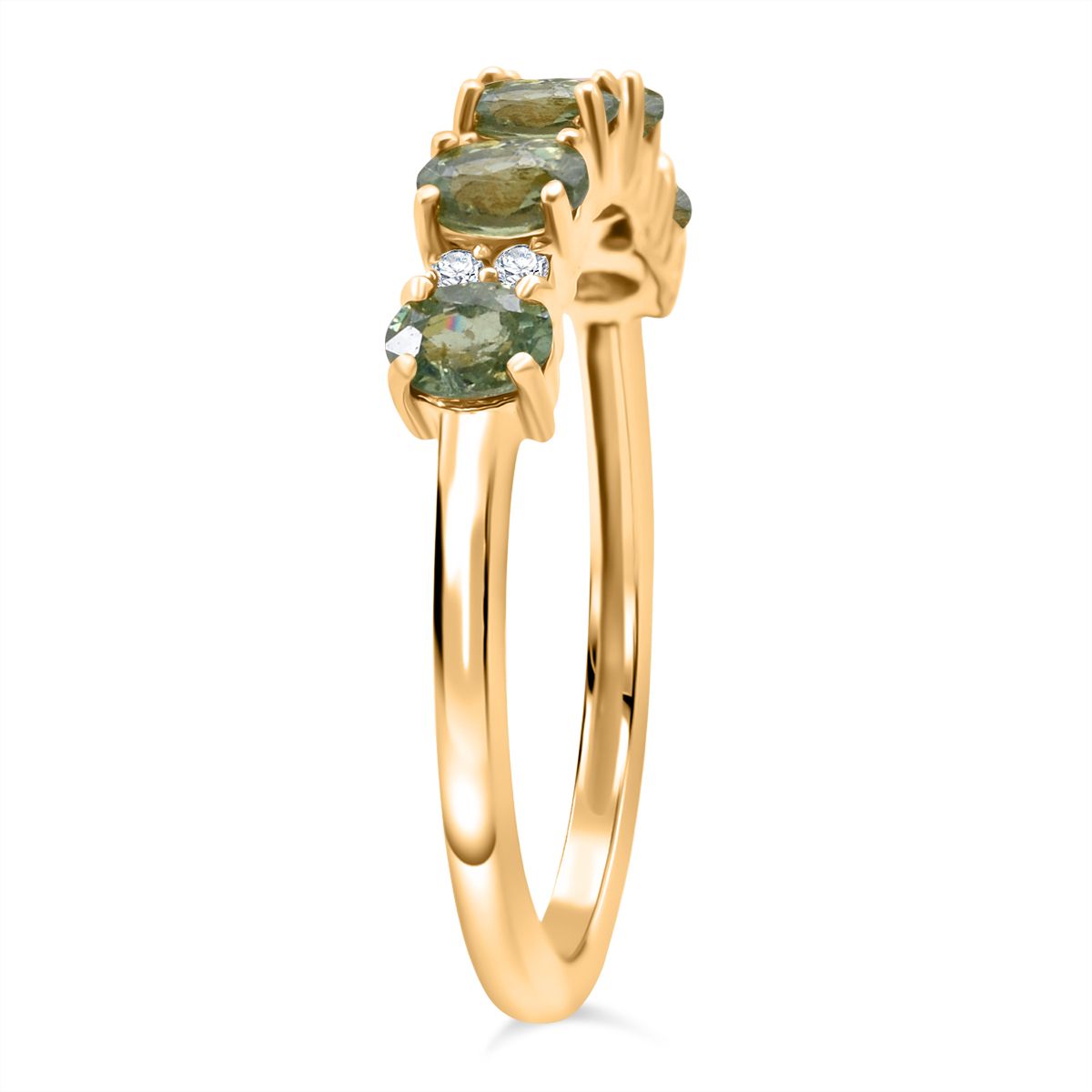 D'Joy - Demantoid Garnet &amp; White Zircon Band Ring in 18K Vermeil Yellow Gold Plated Sterling Silver 1.30 Ct. V32514112 4