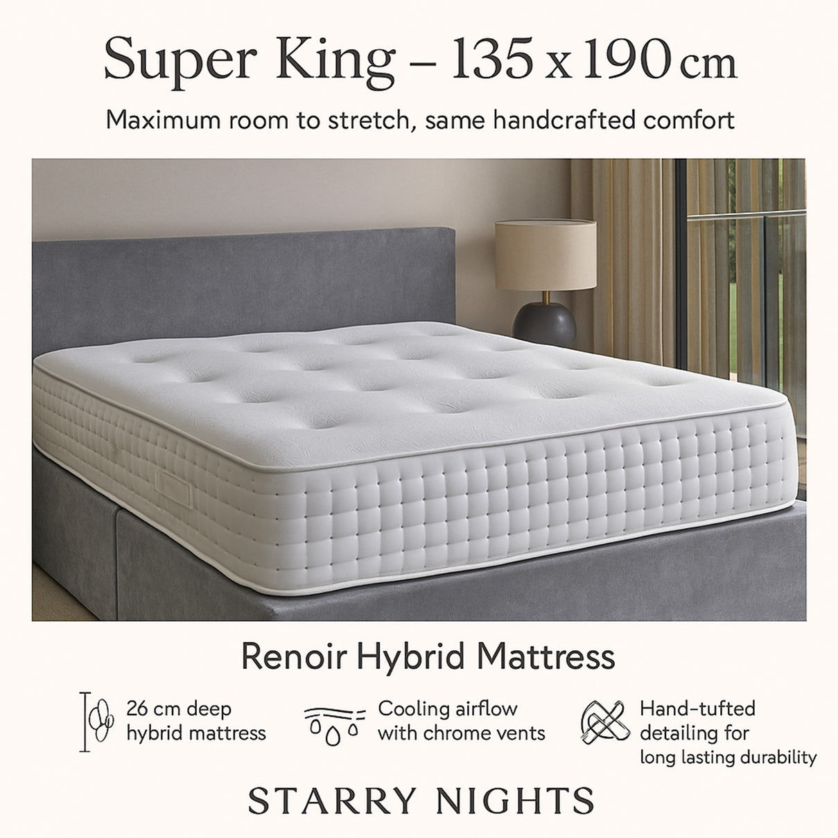 Renoir Hybrid 1000 Pocket Sprung and Memory Foam Mattress by Starry Nights - Double (135 x 190 cm) 8367854 3