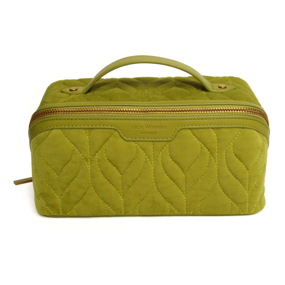 Alice Wheeler London Luxury Velvet Quilted Vanity Bag - Lime V32518383 0