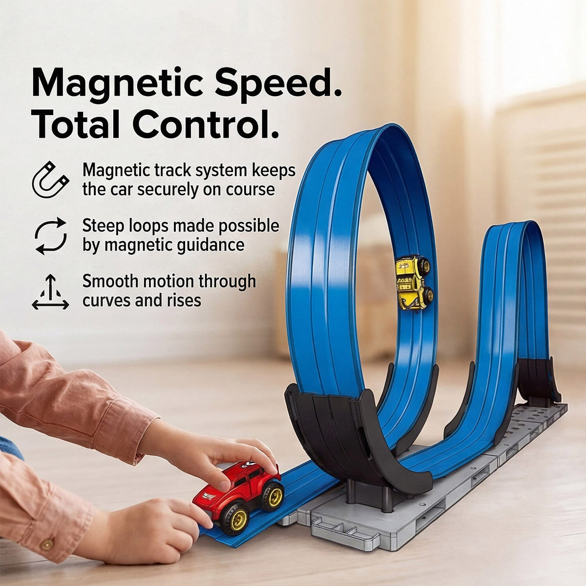 Interactive 3D Magnetic Double Loop Flexible Race Track Playset with Cars - Multi Colour 8367899 1