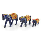LIVMORE Set of 3 Handmade Beaded Resin Horses (5 to 8cm) - Navy & Gold_8369596
