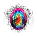 D'Joy Nebula Quartz Doublet & White Zircon Ring in Rhodium Overlay Sterling Silver 11.85 Ct._8369904