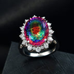 D'Joy Nebula Quartz Doublet & White Zircon Ring in Rhodium Overlay Sterling Silver 11.85 Ct._8369904_1