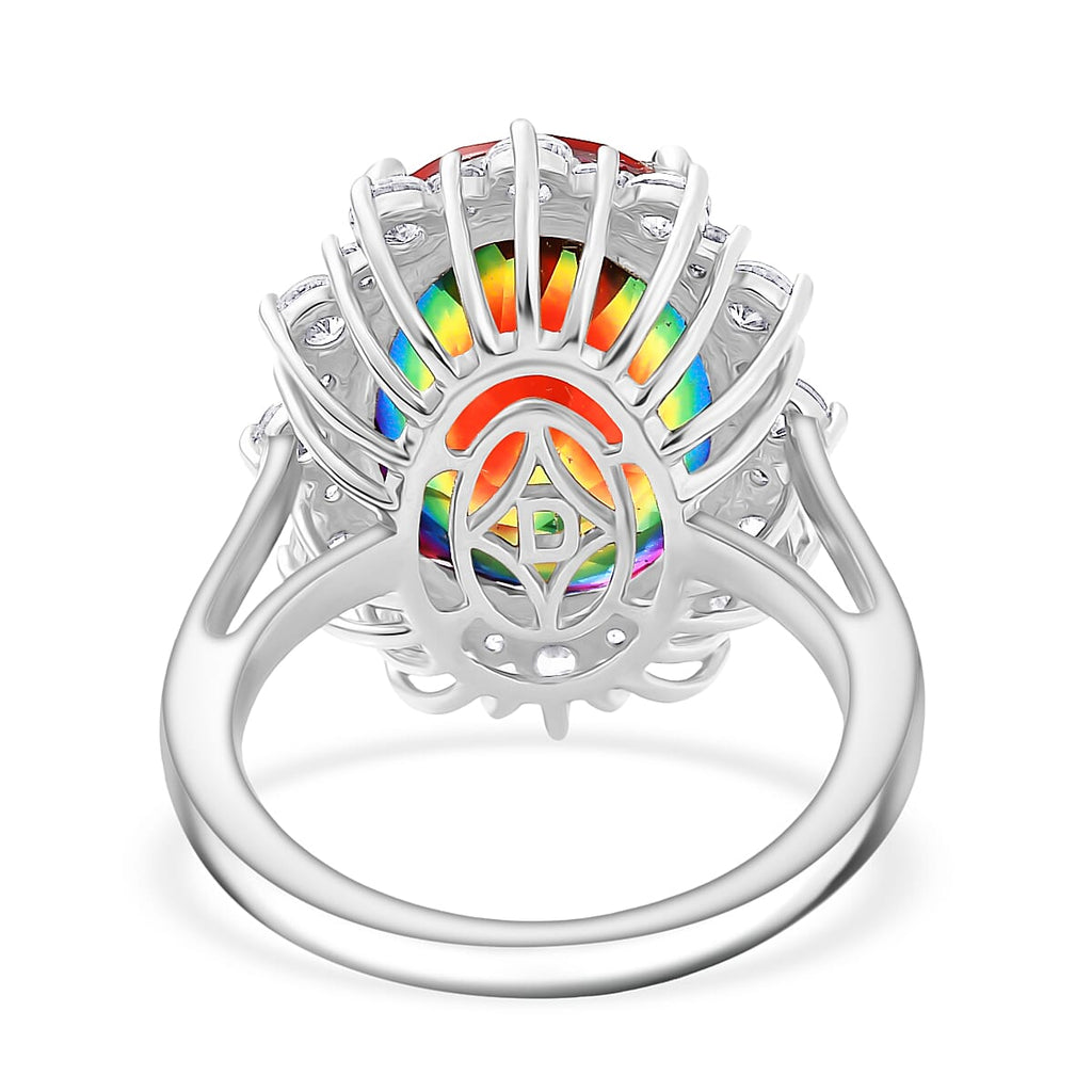D'Joy Nebula Quartz Doublet & White Zircon Ring in Rhodium Overlay Sterling Silver 11.85 Ct._8369904_4