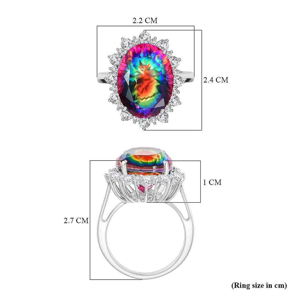 D'Joy Nebula Quartz Doublet & White Zircon Ring in Rhodium Overlay Sterling Silver 11.85 Ct._8369904_5
