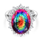 D'Joy Nebula Quartz Doublet & White Zircon Ring in Rhodium Overlay Sterling Silver 11.85 Ct._8369905
