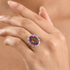D'Joy Nebula Quartz Doublet & White Zircon Ring in Rhodium Overlay Sterling Silver 11.85 Ct._8369905_2