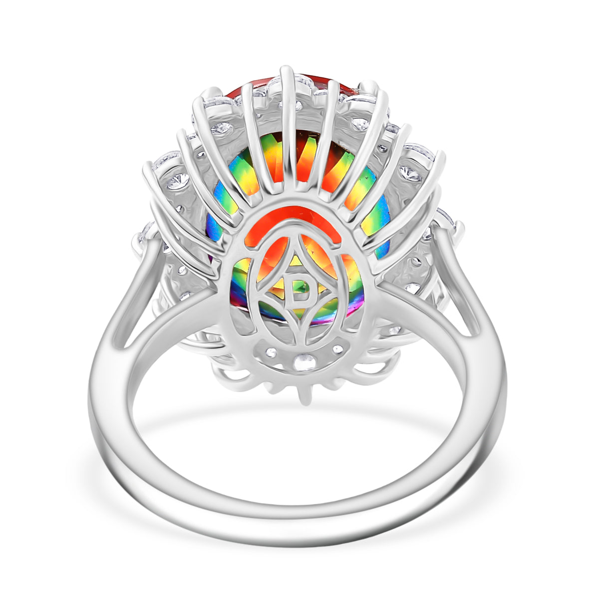 D'Joy Nebula Quartz Doublet &amp; White Zircon Ring in Rhodium Overlay Sterling Silver 11.85 Ct. V32519952 5