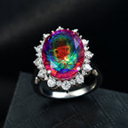 D'Joy Nebula Quartz Doublet & White Zircon Ring in Rhodium Overlay Sterling Silver 11.74 Ct._8369906_1
