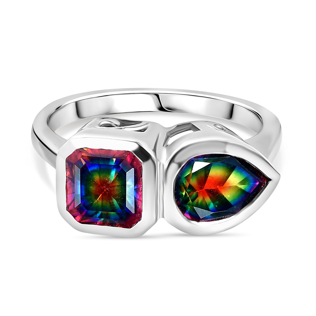 D'Joy Nebula Quartz Doublet Ring in Platinum Overlay Sterling Silver 2.75 Ct._8369933