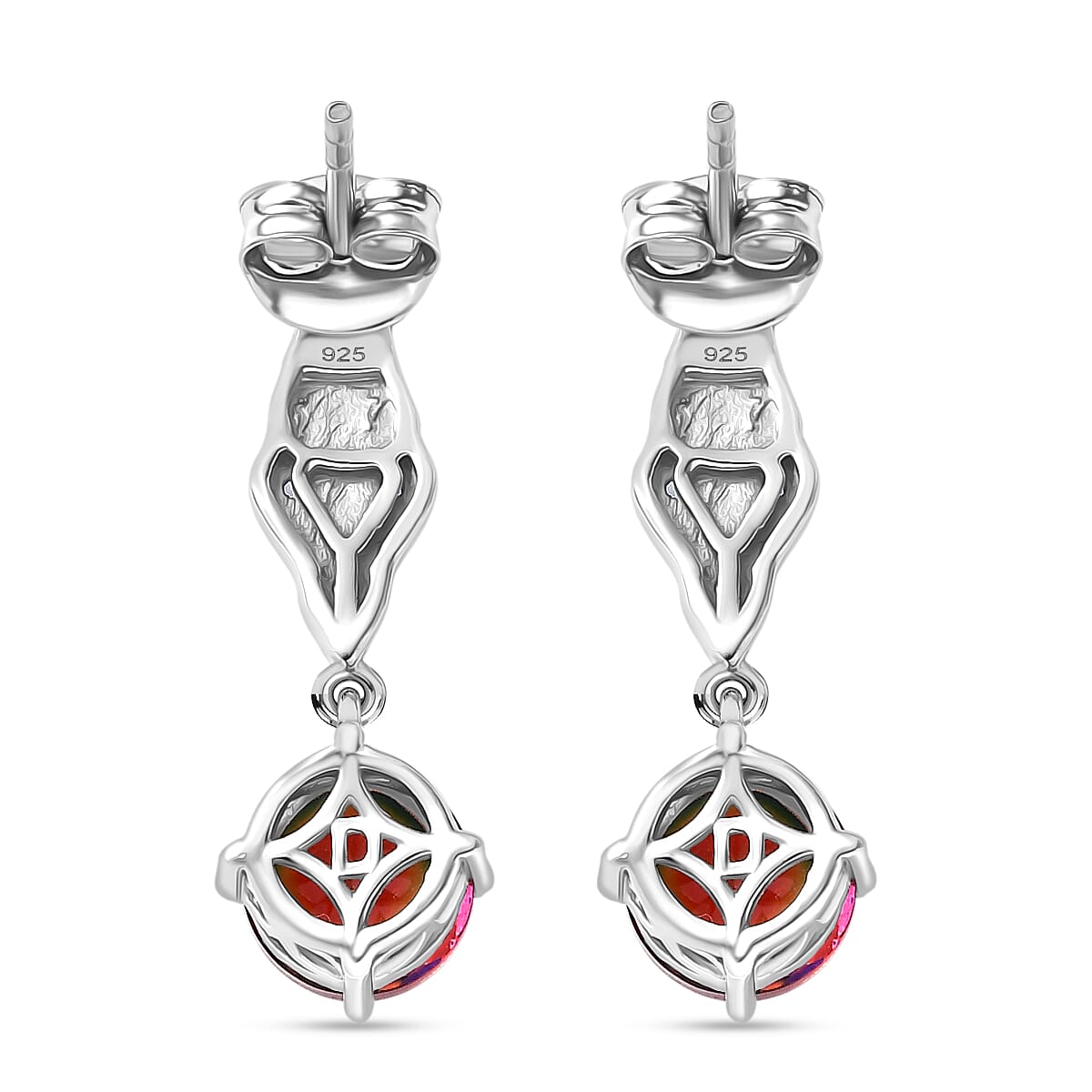 D'Joy Nebula Quartz Doublet &amp; White Zircon Dangling Earring in Platinum &amp; Yellow Gold Plated Sterling Silver 3.46 Ct. 8369962 5