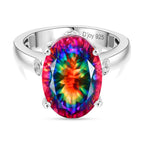 D'Joy Nebula Quartz Doublet & White Zircon Solitaire Ring in Rhodium Overlay Sterling Silver 7.20 Ct._8369986