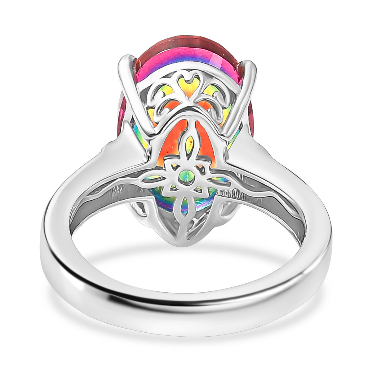D'Joy Nebula Quartz Doublet &amp; White Zircon Solitaire Ring in Rhodium Overlay Sterling Silver 7.20 Ct. V32514871 5