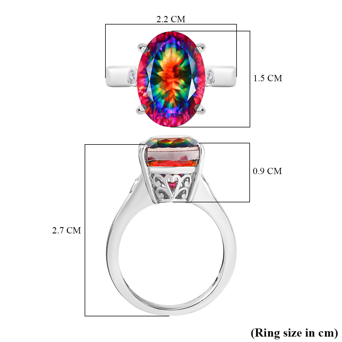 D'Joy Nebula Quartz Doublet &amp; White Zircon Solitaire Ring in Rhodium Overlay Sterling Silver 7.20 Ct. V32514871 6