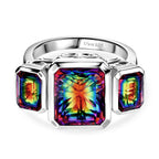 D'Joy Nebula Quartz Doublet Solitaire Ring in Rhodium Overlay Sterling Silver 8.38 Ct._8370000