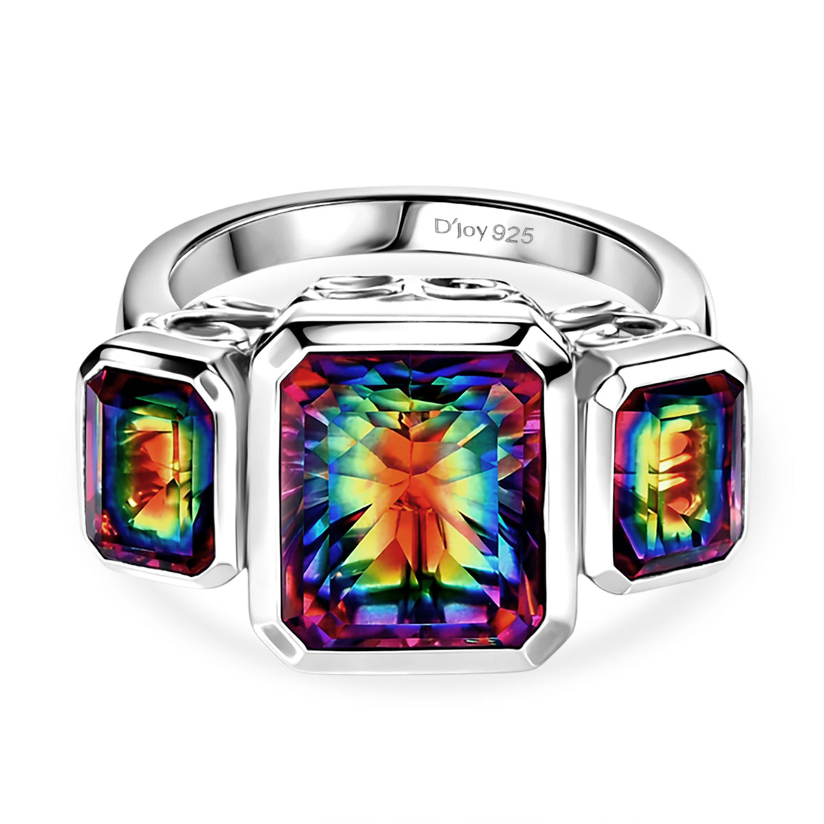 D'Joy Nebula Quartz Doublet Solitaire Ring in Rhodium Overlay Sterling Silver 8.38 Ct. V32524912 0