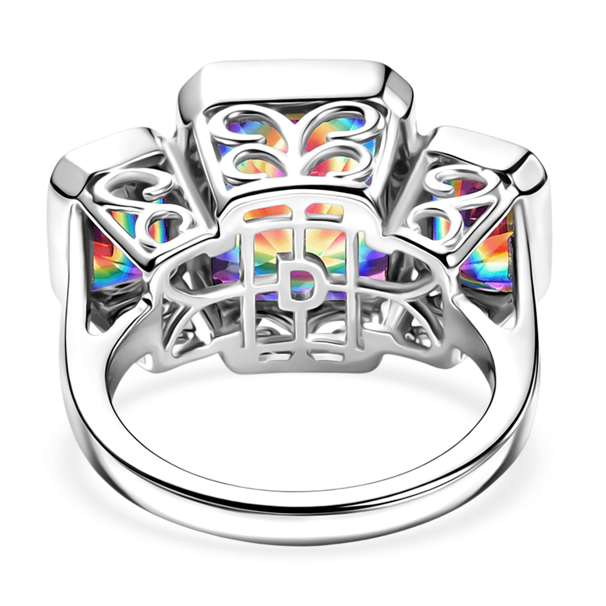 D'Joy Nebula Quartz Doublet Solitaire Ring in Rhodium Overlay Sterling Silver 8.38 Ct. V32524912 5