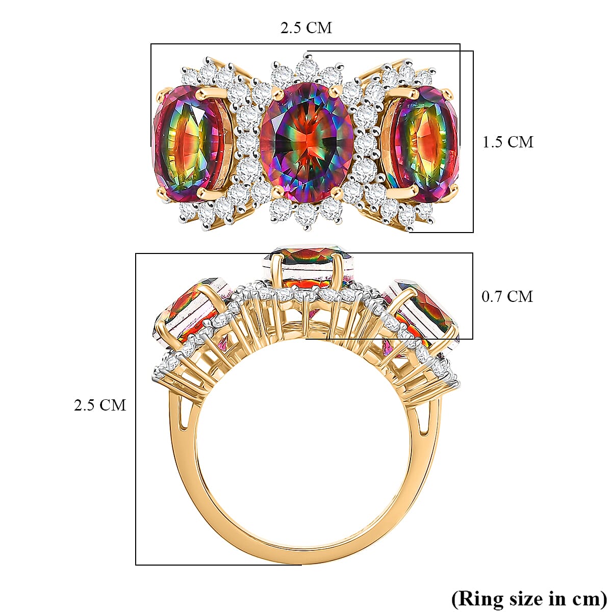 D'Joy Nebula Quartz Doublet &amp; White Zircon Trilogy Halo Ring in 18K Yellow Gold Plated Sterling Silver 7.65 Ct. V32529631 6