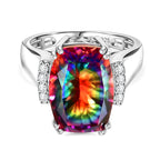 D'Joy Nebula Quartz Doublet & White Zircon Ring in Rhodium Overlay Sterling Silver 8.04 Ct._8370040