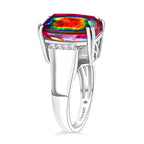 D'Joy Nebula Quartz Doublet & White Zircon Ring in Rhodium Overlay Sterling Silver 8.04 Ct._8370040_3