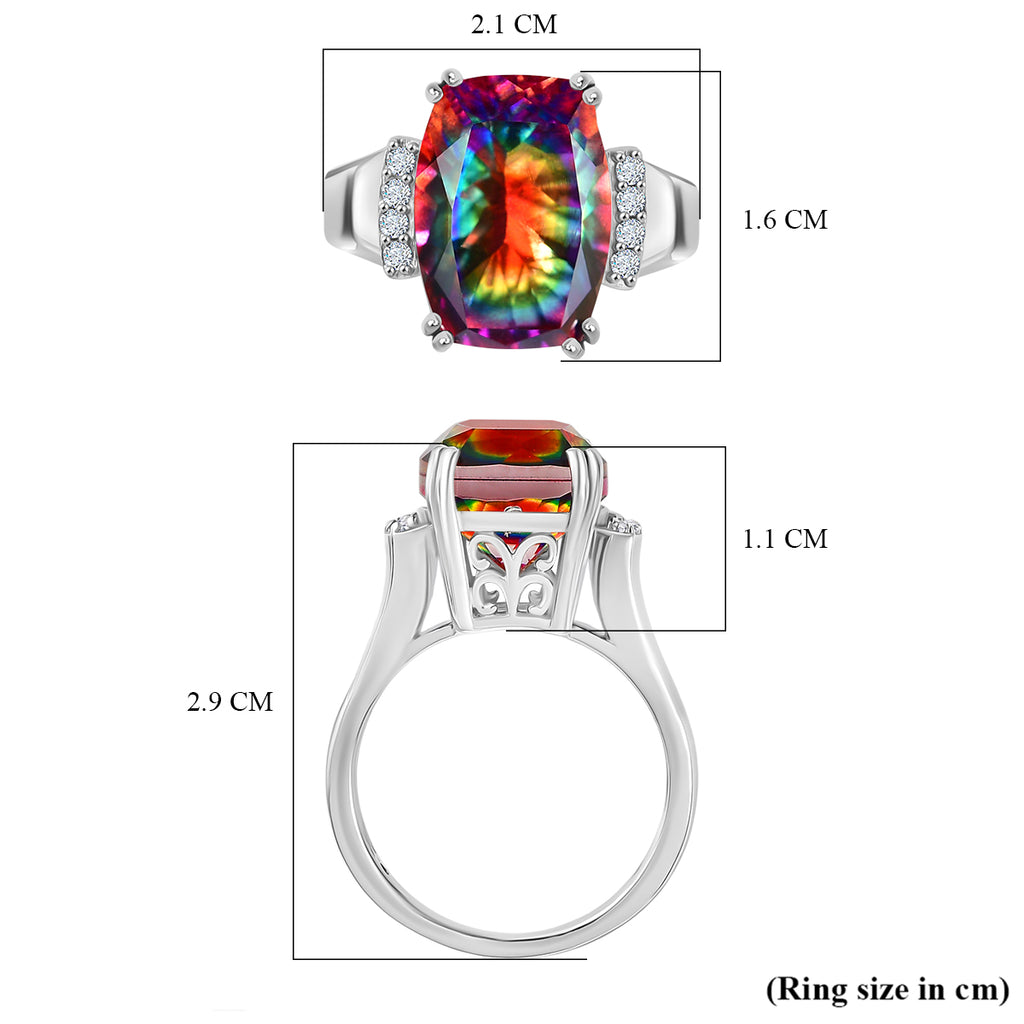 D'Joy Nebula Quartz Doublet & White Zircon Ring in Rhodium Overlay Sterling Silver 8.04 Ct._8370040_5