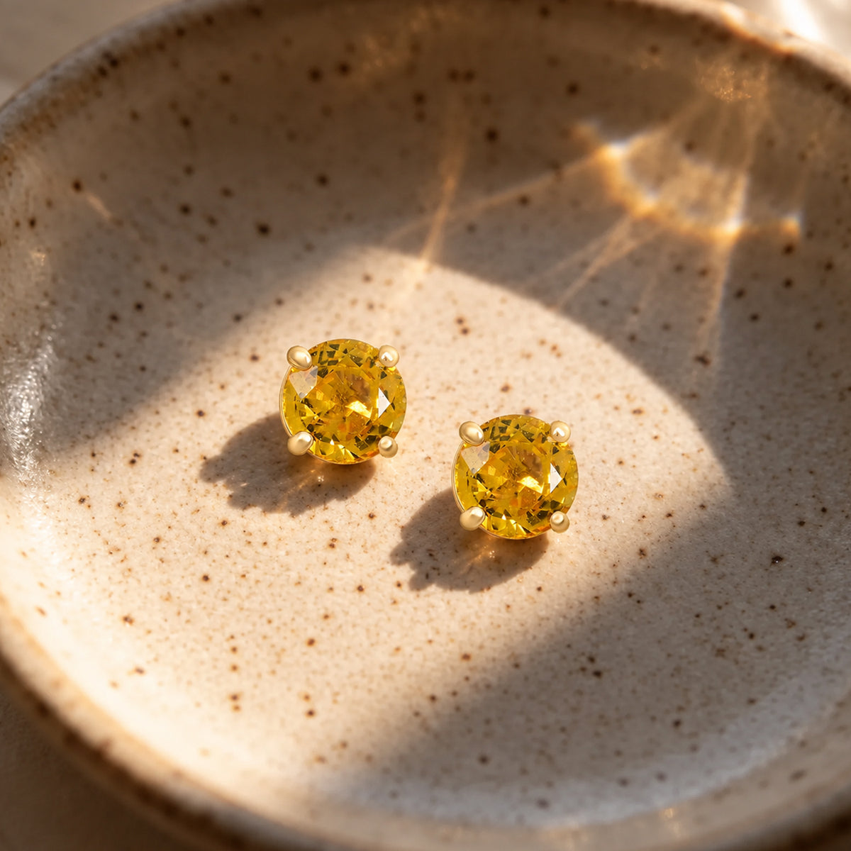 Certified and Appraised LUXURO AAA Yellow Sapphire Solitaire Stud Earring in 14K Yellow Gold, 1.10 Ct. 8370439 3