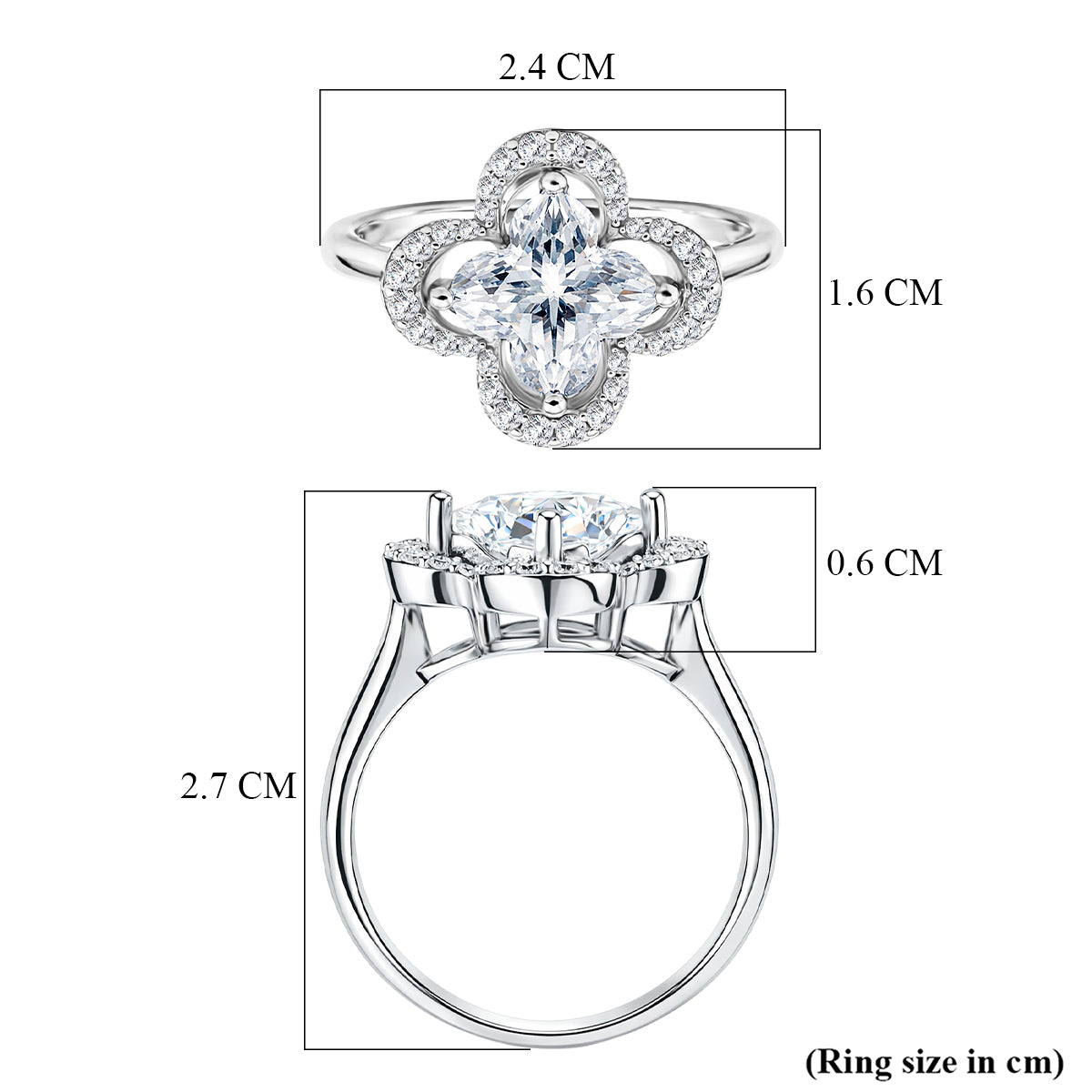 D'Joy Moissanite Floral Halo Ring in Rhodium Overlay Sterling Silver  4.64 Ct. V32533914 6