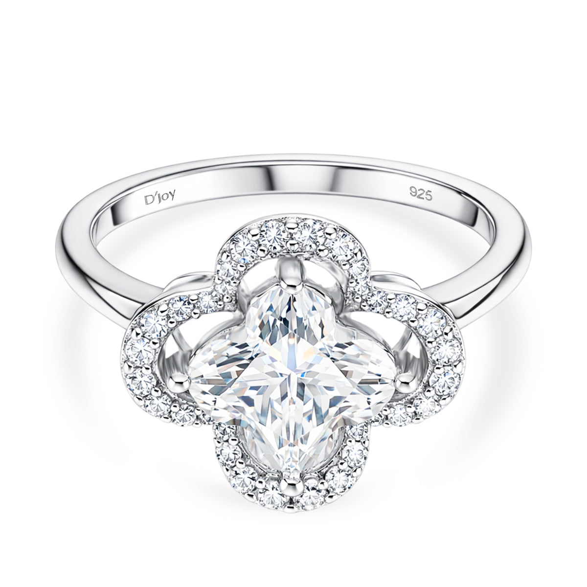 D'Joy Moissanite Floral Halo Ring in Rhodium Overlay Sterling Silver  4.64 Ct. V32524495 0