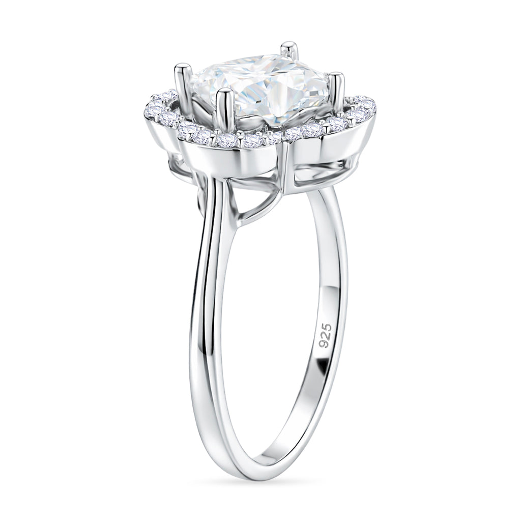 D'Joy Moissanite Floral Halo Ring in Rhodium Overlay Sterling Silver  4.64 Ct._8370627_3