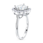 D'Joy Moissanite Floral Halo Ring in Rhodium Overlay Sterling Silver  4.64 Ct._8370627_3
