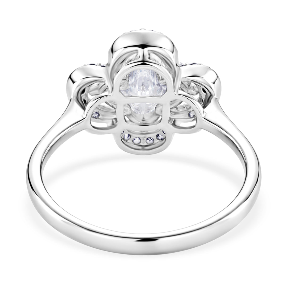 D'Joy Moissanite Floral Halo Ring in Rhodium Overlay Sterling Silver  4.64 Ct. V32524495 5