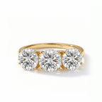 Luxuriant - 18K Yellow Gold IGI Certified Lab Grown Diamond (VS/E-F) Trilogy Ring 3.00 Ct._8371125