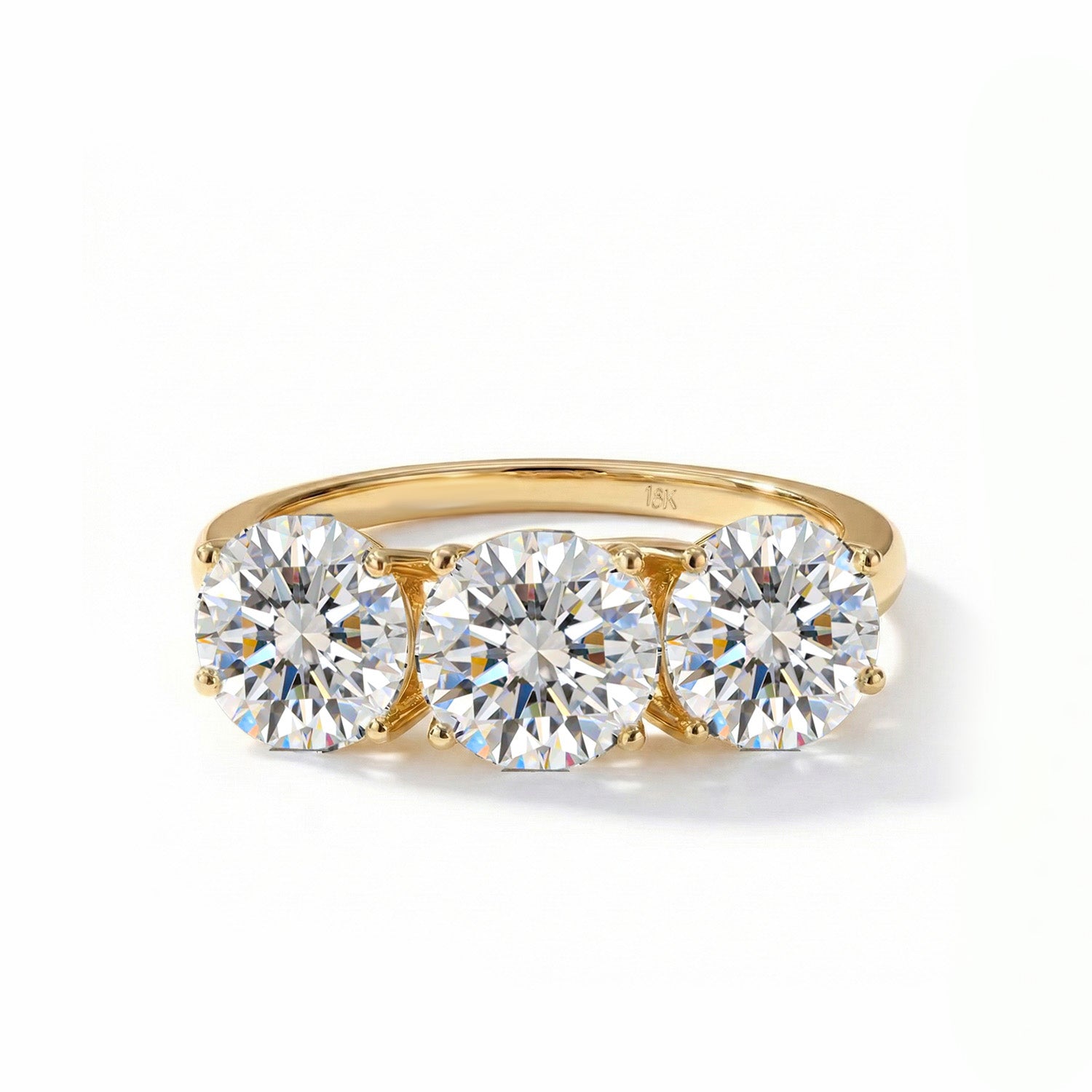 LUXURIANT 3 Ct. Lab Grown Diamond Trilogy Ring in 18K Yellow Gold, IGI Certified 8371125 0