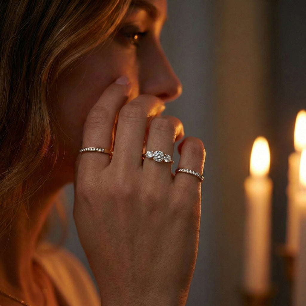 Luxuriant - 18K Yellow Gold IGI Certified Lab Grown Diamond (VS/E-F) Trilogy Ring 3.00 Ct._8371125_1