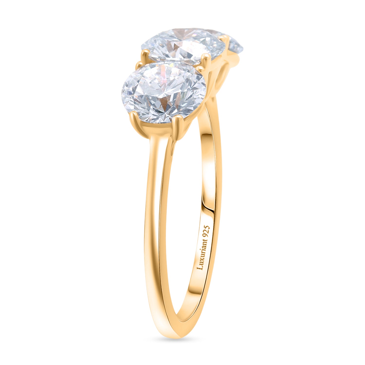 LUXURIANT 3 Ct. Lab Grown Diamond Trilogy Ring in 18K Yellow Gold, IGI Certified 8371125 4
