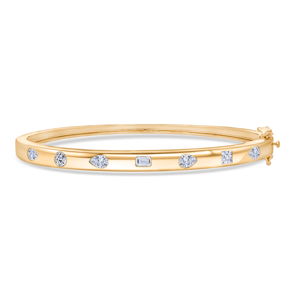 Luxuriant Lab Grown Diamond (VS/EF) Bangle (Size - 7.5) in 18K Vermeil Yellow Gold Plated Sterling Silver 2.00 Ct, Silver Wt. 17.00 Gms_8371128
