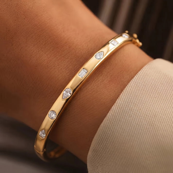 1.99.Ct Luxuriant Lab Grown Diamond (VS-EF) Bangle (Size - 7.5) in 18K Vermeil Yellow Gold Plated St 8371128 2