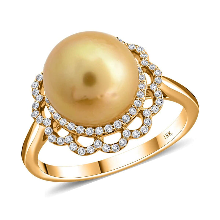 Appraised and Certified 8.35 Ct. Pearl, Diamond Halo Ring in 18K Yellow Gold 8371266 1