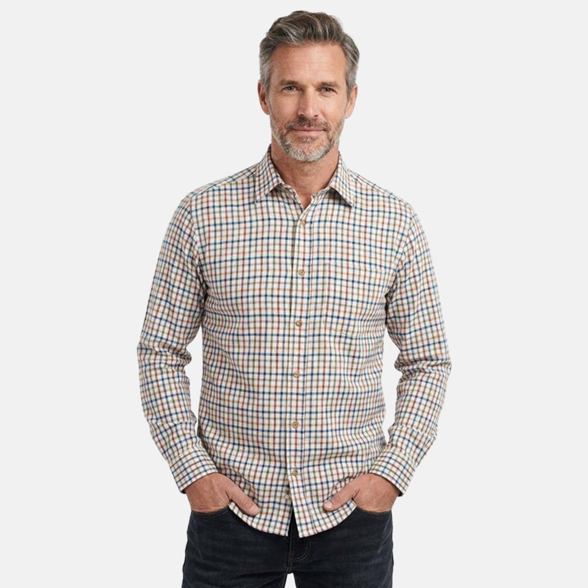 Jj Willis Mens Casual Checker Shirt (Size L) - Off-White, Wine, Navy &amp; Olive V32532491 0