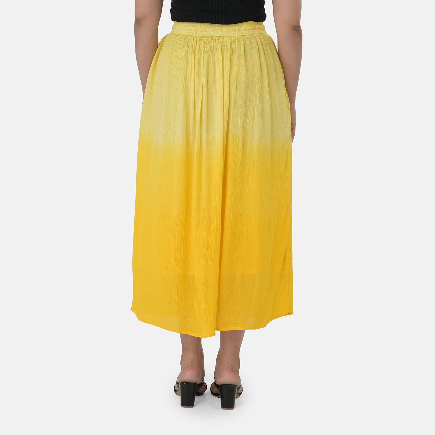 La Marey Rayon Crepe Patterned Skirt (Size - XL) - Yellow 8373734 4
