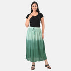 La Marey Rayon Crepe Patterned Skirt (Size - Large) - Green_8373738