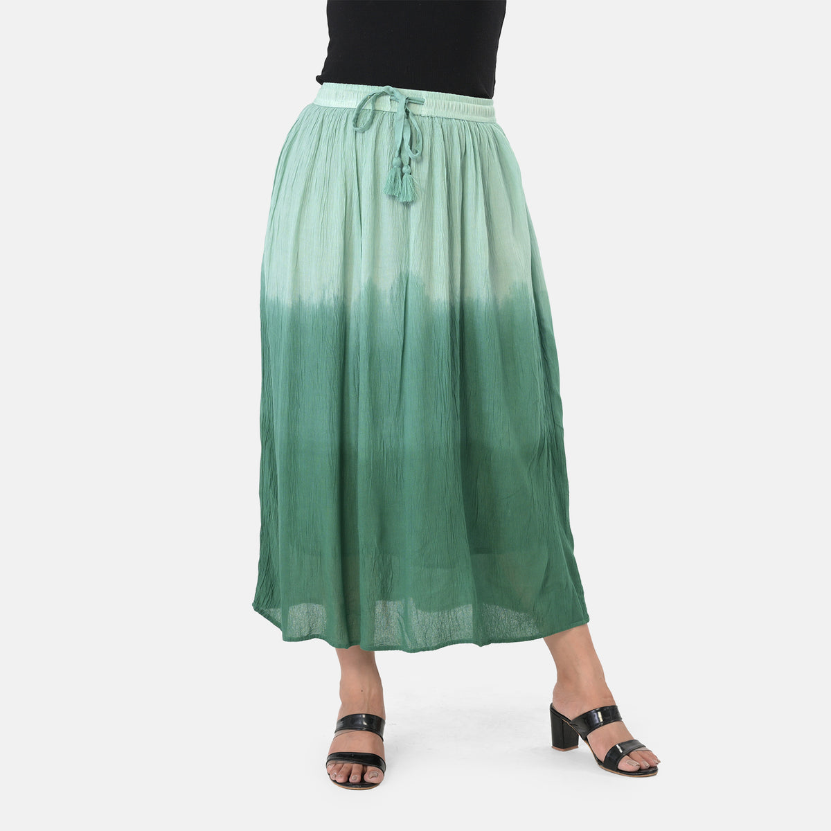 La Marey Womens Ombre Dyed Rayon Crepe Skirt (Size L, Fit 16 To 18) - Green V32647215 2