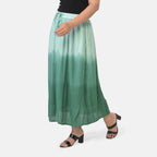 La Marey Rayon Crepe Patterned Skirt (Size - Large) - Green_8373738_2