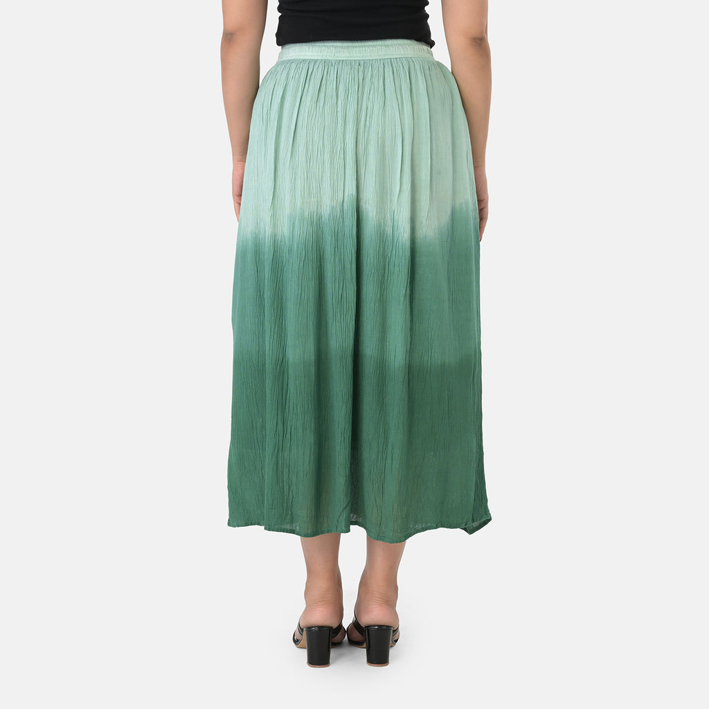 La Marey Rayon Crepe Patterned Skirt (Size - Large) - Green_8373738_3