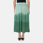 La Marey Rayon Crepe Patterned Skirt (Size - Large) - Green_8373738_3