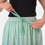 La Marey Rayon Crepe Patterned Skirt (Size - Large) - Green_8373738_4