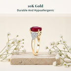 Luxuriant 10K Yellow Gold AAA Niassa Ruby, Lab Grown Diamond GH, SI Main Stone With Side Stone Ring, Gold Wt.3.12 Gms  7.570  Ct._8374057_3